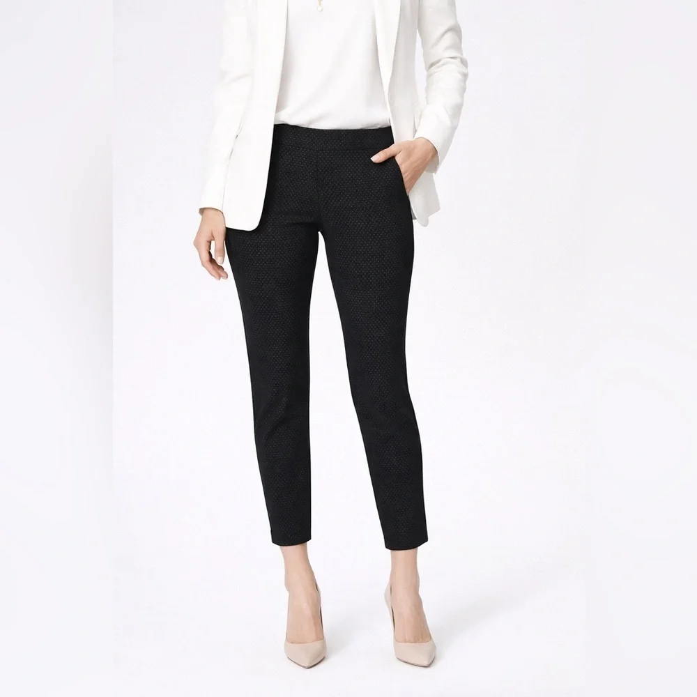 Crosby Size 6 Black Patterned Ankle Pants Slim Fit Stretch Career Workwear - Picture 1 of 8